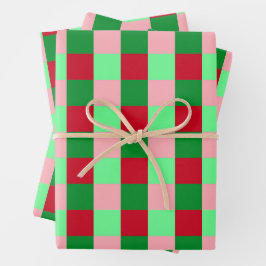 Hedendaags kerst dambordpatroon inpakpapier vel