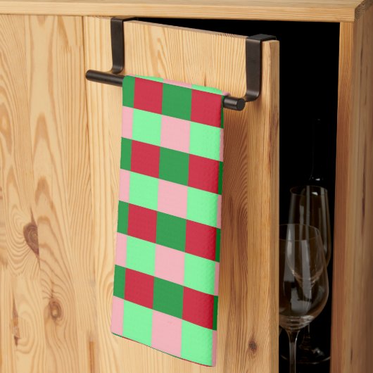 Hedendaags kerst dambordpatroon theedoek (Derde Gevouwen)