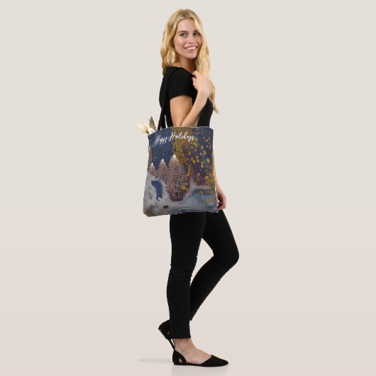 Hedendaags kerstontwerp tote bag (Op model)