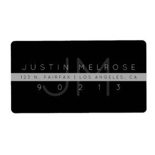 Hedendaags label met retouradres   Zwart & Grijs