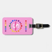 Hedendaags LGBT Gay Pride Stars Monogram & Naam Bagagelabel (Voorkant horizontaal)