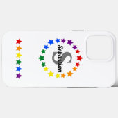 Hedendaags LGBT Gay Pride Stars Monogram & Naam Case-Mate iPhone Case (Achterkant (horizontaal))