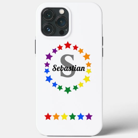 Hedendaags LGBT Gay Pride Stars Monogram & Naam Case-Mate iPhone Case (Achterkant)
