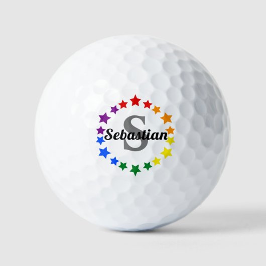 Hedendaags LGBT Gay Pride Stars Monogram & Naam Golfballen (Voorkant)