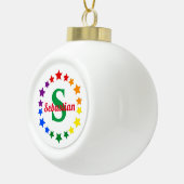 Hedendaags LGBT Gay Pride Stars Monogram & Naam Keramische Bal Ornament (Rechts)