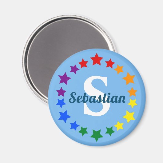 Hedendaags LGBT Gay Pride Stars Monogram & Naam Magneet (Voorkant / Achterkant)