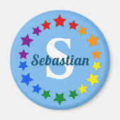 Hedendaags LGBT Gay Pride Stars Monogram & Naam Magneet (Voorkant)