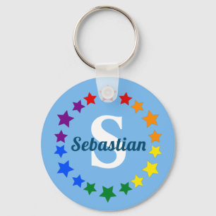Hedendaags LGBT Gay Pride Stars Monogram & Naam Sleutelhanger
