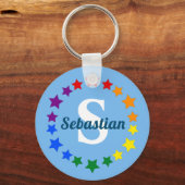 Hedendaags LGBT Gay Pride Stars Monogram & Naam Sleutelhanger (Voorkant)
