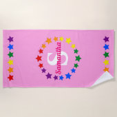 Hedendaags LGBT Gay Pride Stars Monogram & Naam Strandlaken (Voorkant)