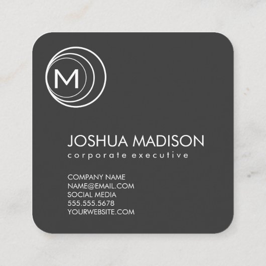 Hedendaags Logo monogram (zwart/grijs) Vierkante Visitekaartje (Achterkant)