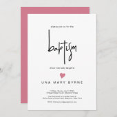 Hedendaags Meisje Baby Doop Aankondiging (Voorkant / Achterkant)