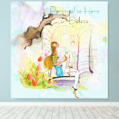 Hedendaags Meisje en Boom Stretched Canvas Print (Insitu (Houten vloer))