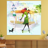 Hedendaags Meisje en Hond Uitgerekt Canvas Print (Insitu (Woonkamer))