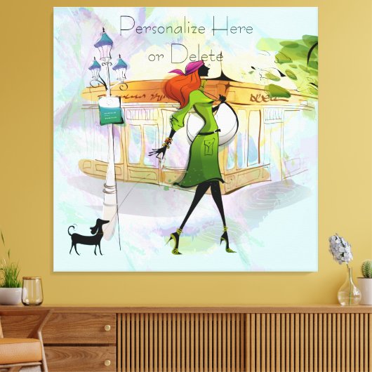 Hedendaags Meisje en Hond Uitgerekt Canvas Print (Insitu (Woonkamer))