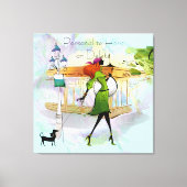 Hedendaags Meisje en Hond Uitgerekt Canvas Print (Voorkant)