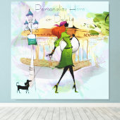 Hedendaags Meisje en Hond Uitgerekt Canvas Print (Insitu (Houten vloer))