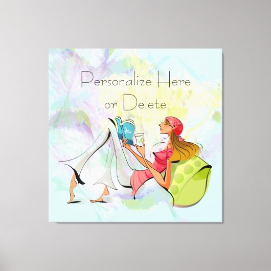 Hedendaags Meisje Lezen Uitgerekt Canvas Print (Voorkant)