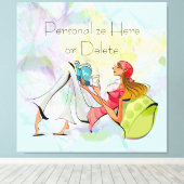 Hedendaags Meisje Lezen Uitgerekt Canvas Print (Insitu (Houten vloer))