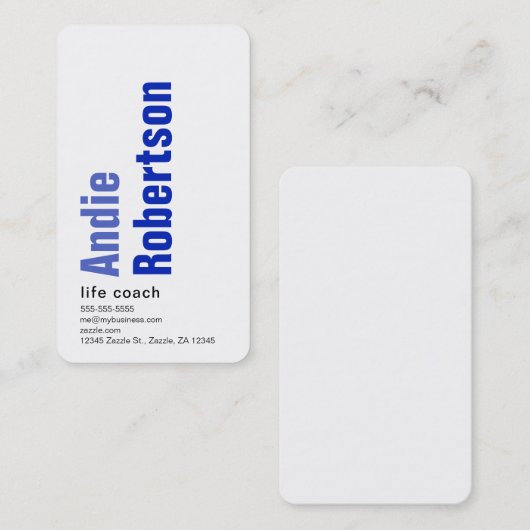 Hedendaags Minimalistisch blauw Visitekaartje (Voorkant / Achterkant)