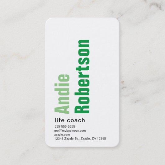 Hedendaags minimalistisch groen visitekaartje (Voorkant)