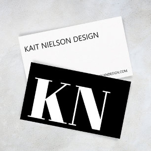 Hedendaags Minimalistisch Monogram Zwart Vet Visitekaartje