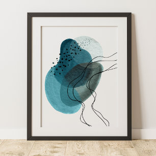 hedendaags modern Abstract Art Green Black Poster