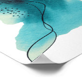 hedendaags modern Abstract Blauwgroen Groen Zwart Poster (Hoek)