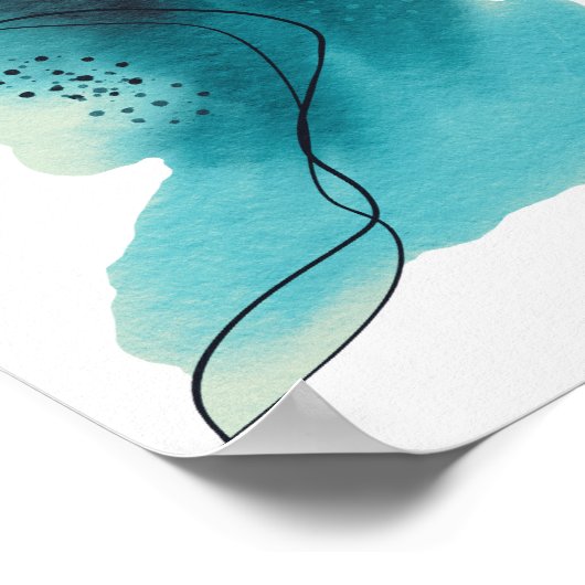 hedendaags modern Abstract Blauwgroen Groen Zwart Poster (Hoek)