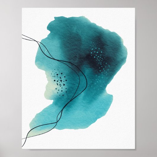 hedendaags modern Abstract Blauwgroen Groen Zwart Poster (Voorkant)