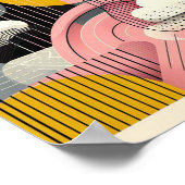Hedendaags Modern Abstract Roze Geel Zwart Poster (Hoek)