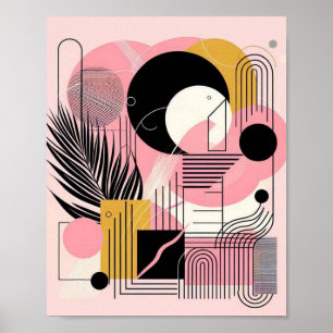 Hedendaags Modern Abstract Roze Geel Zwart Poster
