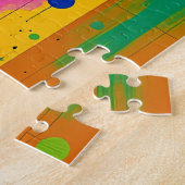 Hedendaags Modern Portret Vrouwen Groen Roze Legpuzzel (Zijkant)