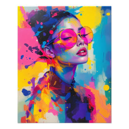 Hedendaags Modern Portret Vrouwen Roze bril Foto Afdruk