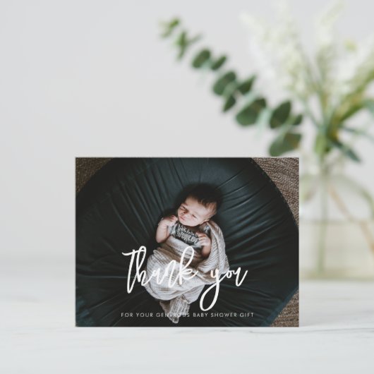 Hedendaags modern zwart Baby shower dank u Briefkaart (Staand voorkant)