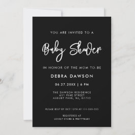 Hedendaags modern zwart Baby shower Kaart