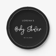 Hedendaags modern zwart Baby shower Papieren Bordje