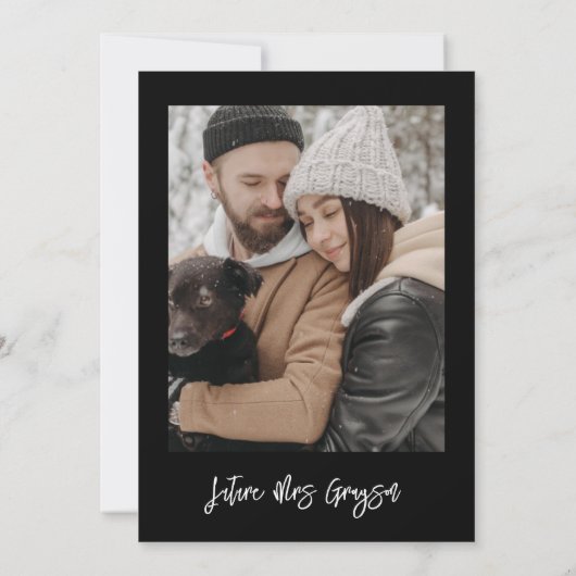 Hedendaags modern zwart foto vrijgezellenfeest kaart (Achterkant)