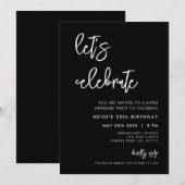 Hedendaags modern zwart Laten we vieren Kaart (Voorkant / Achterkant)
