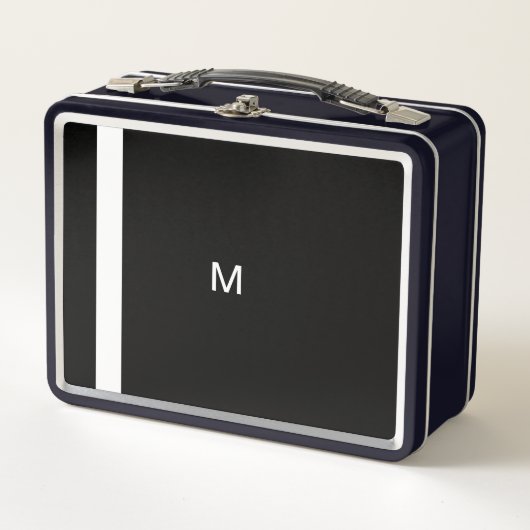 Hedendaags Modern Zwart Minimalistisch Monogram (Voorkant)