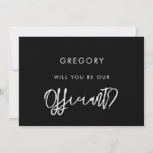 Hedendaags modern zwart Officiant voorstel kaart (Voorkant)