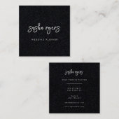 Hedendaags Modern Zwart Vierkante Visitekaartje (Voorkant / Achterkant)