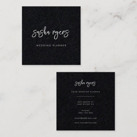 Hedendaags Modern Zwart Vierkante Visitekaartje (Voorkant / Achterkant)