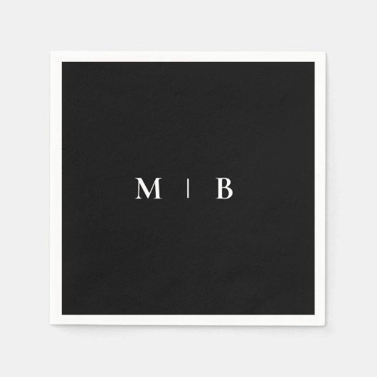 Hedendaags Modern Zwart-wit Monogram Servet (Voorkant)