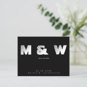 Hedendaags Monogram B/W Eenvoudig Bewaar de Datum Aankondigingskaart (Staand voorkant)
