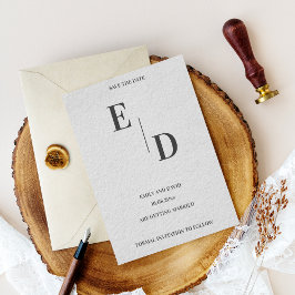 Hedendaags Monogram Zwart Wit Huwelijk Save The Da Aankondigingskaart