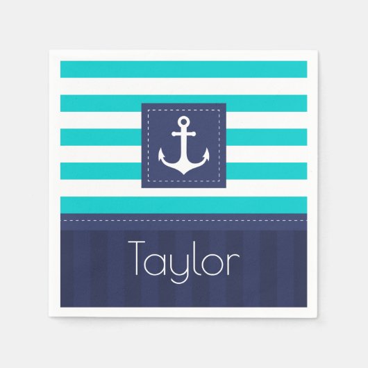 Hedendaags nautisch gestreept ontwerp gepersonalis servetten (Voorkant)