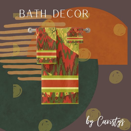 Hedendaags ontwerp in olijven, roest, goud bad handdoek