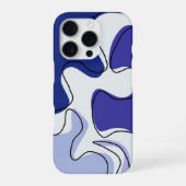 Hedendaags ontwerp van blauwe en witte vloeistofli iPhone hoesje (Achterkant)