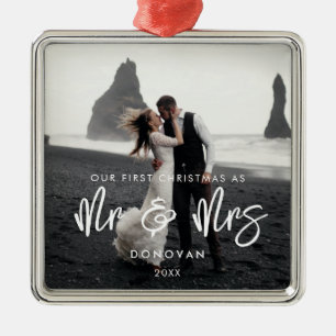 Hedendaags Onze Eerste Kerst als Mr & Mrs Foto Metalen Ornament